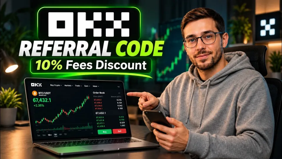 What is the OKX referral code and how can I use it for a 10% fee discount